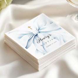 Guardanapo De Papel Baby Blue Bow Baptism 
