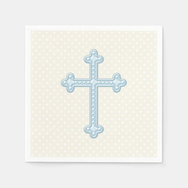 Guardanapo De Papel Baby Blue Cross Batismo (Frente)