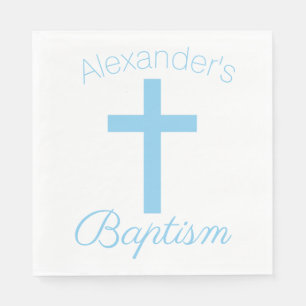 Guardanapo De Papel Baby Blue Cross com nome personalizado Baptism