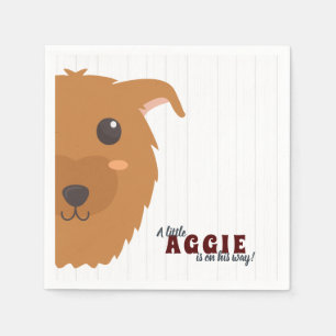 Guardanapo De Papel Baby Boy Aggie Dog Chá de fraldas Maroon