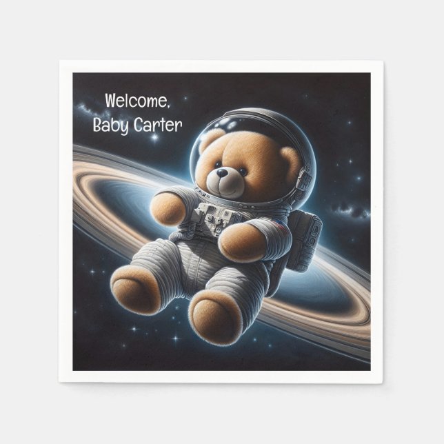 Guardanapo De Papel Baby Boy Astronaut Teddy Bear (Frente)