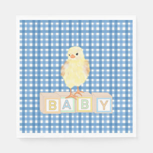 Guardanapo De Papel Baby Boy Little Pintinho Blue Gingham