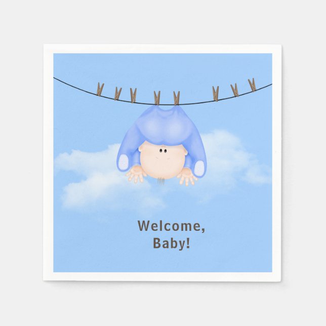 Guardanapo De Papel Baby Boy na Clothesline (Frente)