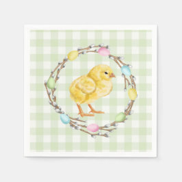 Guardanapo De Papel Baby Chick And Pastel Willow Wreath Easter