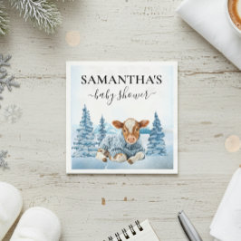 Guardanapo De Papel Baby Cow Calf Christmas Winter Farm