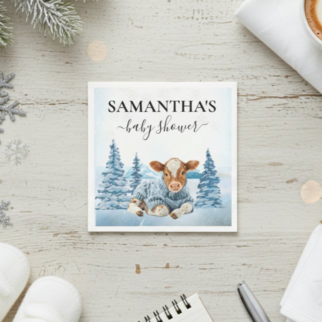 Guardanapo De Papel Baby Cow Calf Christmas Winter Farm (Criador carregado)