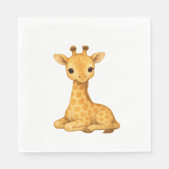 Guardanapo De Papel Baby Giraffe Watercolor Impressão - Nursersery Wal (Frente)