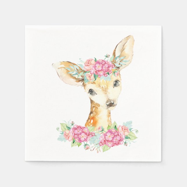 Guardanapo De Papel Baby Girl Deer Paper Napkins (Frente)