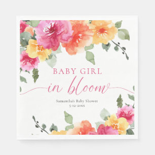 Guardanapo De Papel Baby Girl in Bloom rosa brilhante chá de fraldas f