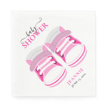 BABY GIRL PINK BOOTIES CHÁ DE FRALDAS Napkins