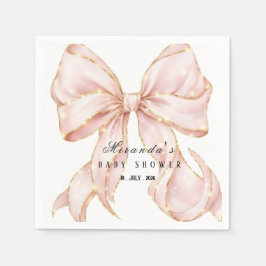 Guardanapo De Papel Baby Girl Pink Bow Baby Shower Invitation