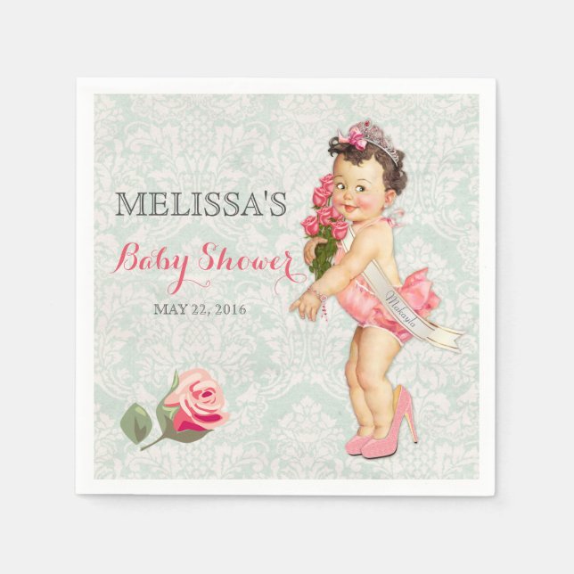 Guardanapo De Papel Baby Girl Princess Tiara Rosa Crown (Frente)