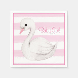 Guardanapo De Papel Baby Girl Swan Girly Pink Script Chá de fraldas