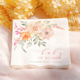 Guardanapo De Papel Baby In Bloom Blush Pink Floral Girl Baby Shower