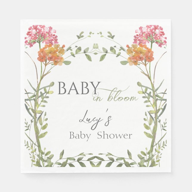 Guardanapo De Papel Baby in Bloom Meadow Flowers Watercolor  (Frente)