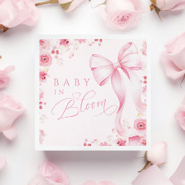 Guardanapo De Papel Baby in Bloom Pink  Bow Napkins 