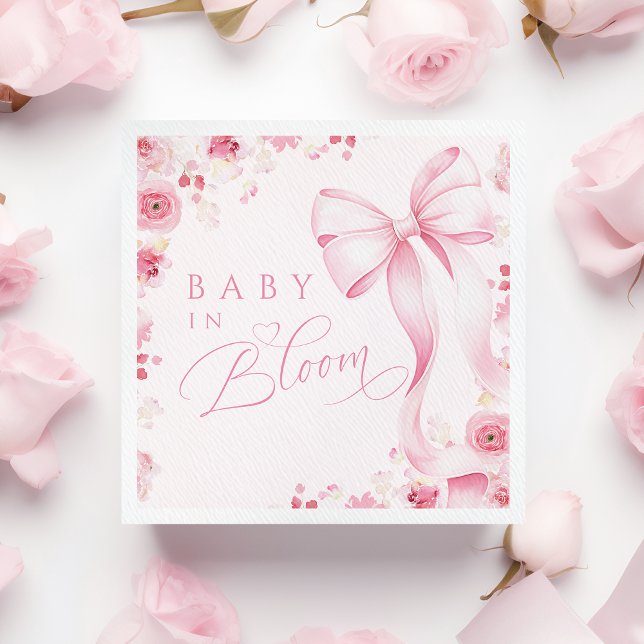 Guardanapo De Papel Baby in Bloom Pink  Bow Napkins  (Criador carregado)