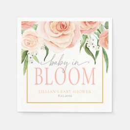 Guardanapo De Papel Baby In Bloom Soft Pink Rose Floral Baby Shower