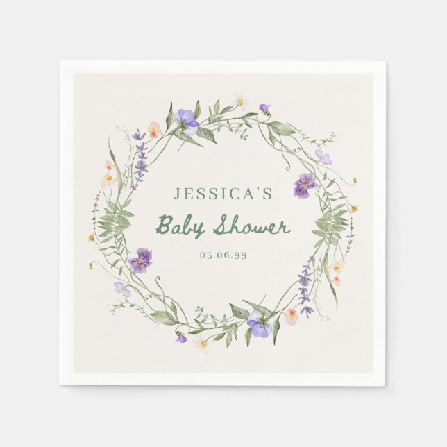 Guardanapo De Papel Baby in Bloom Wildflower Baby Shower Napkins (Frente)