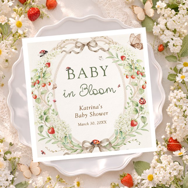 Guardanapo De Papel Baby in Bloom Wildflower Bow Baby Shower (Criador carregado)