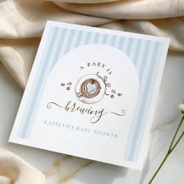 Guardanapo De Papel Baby Is Brewing Blue Stripes Hand Drawn Napkins