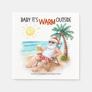 Guardanapo De Papel Baby It’s Warm Outside Tropical Christmas Santa