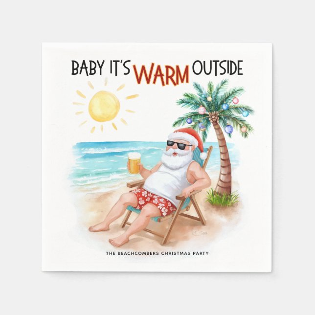 Guardanapo De Papel Baby It’s Warm Outside Tropical Christmas Santa (Frente)