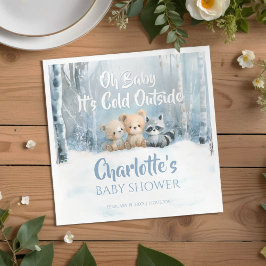 Guardanapo De Papel Baby it's cold outside Blue Forest Baby Shower
