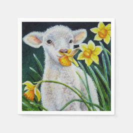 Guardanapo De Papel Baby Lamb e Primavera Daffodils