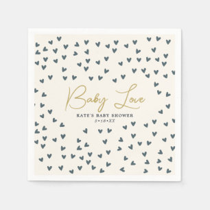 Guardanapo De Papel Baby Love Blue Hearts Blue Chá de fraldas