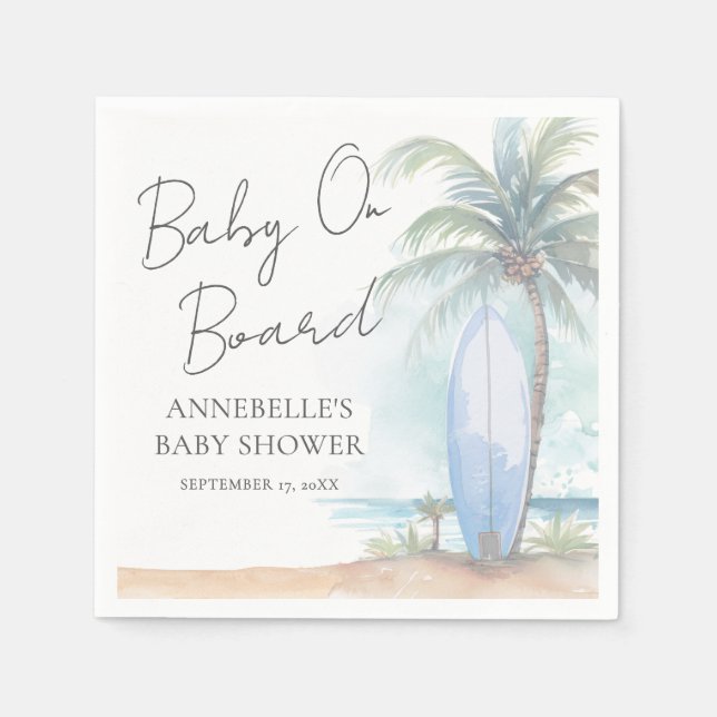 Guardanapo De Papel Baby On Board Beach Baby Shower (Frente)