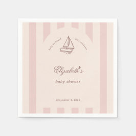 Guardanapo De Papel Baby On Board Elegant Pink Sailboat Baby Shower