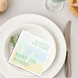 Guardanapo De Papel Baby On Conselho Surfing Beach Watercolor Chá de f