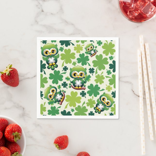Guardanapo De Papel Baby Owl Cute St Patrick Cartoon (Insitu)