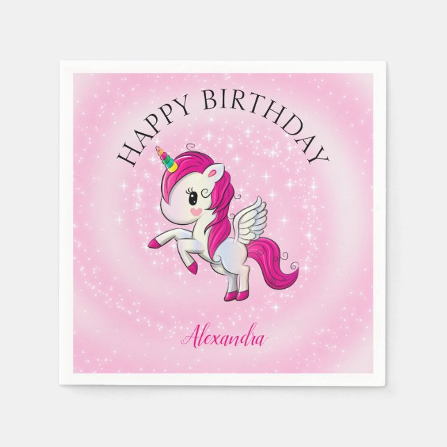 Guardanapo De Papel Baby Pink Unicorn (Frente)