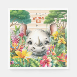 Guardanapo De Papel Baby Rhino Party Napkin
