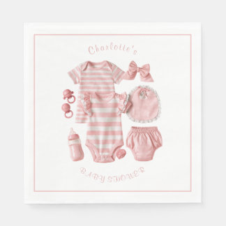 Guardanapo De Papel Baby Shower Camisa Rosa Bebê Completo Bib Garrafa 