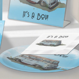 Guardanapo De Papel Baby shower for a boy, van