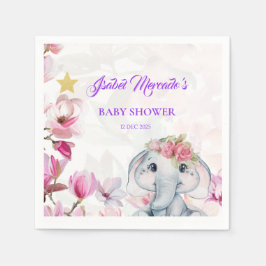 Guardanapo De Papel Baby Shower Towel with Floral Elephant