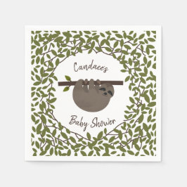 Guardanapo De Papel Baby Sloth Greenery Chá de fraldas