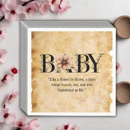 Guardanapo De Papel Baby Vintage Chá de fraldas de Monograma Floral