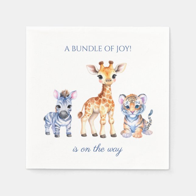 Guardanapo De Papel Baby Zebra Giraffe e Tiger (Frente)