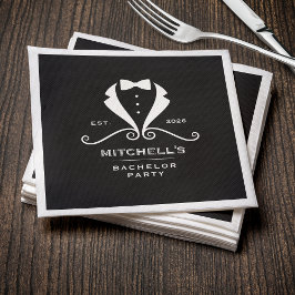Guardanapo De Papel Bachelor Party Tuxedo Suit Bowtie Black Wedding