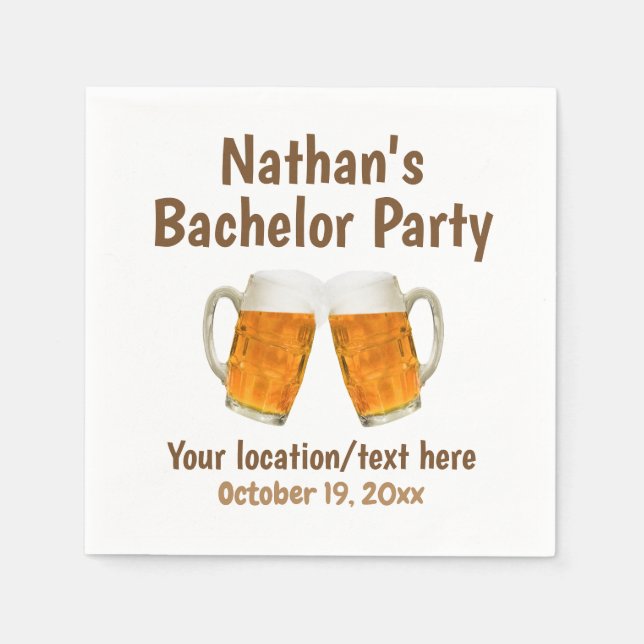Guardanapo De Papel Bachelor Party Weding Beer Cheers (Frente)