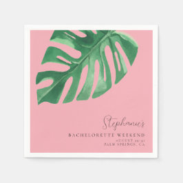 Guardanapo De Papel Bachelorette de Monstera Tropical Verde e Rosa