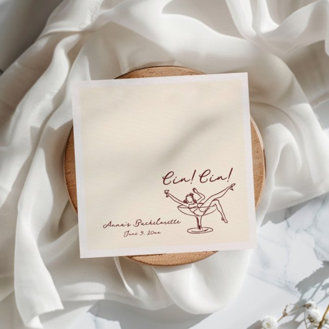 Guardanapo De Papel Bachelorette Desenhada Da Mão Cin Maroon (Criador carregado)
