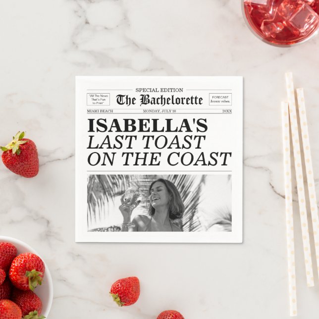 Guardanapo De Papel Bachelorette Newspaper Last Toast On The Coast (Insitu)