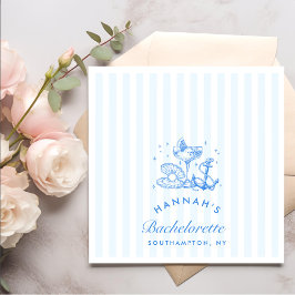 Guardanapo De Papel Bachelorette Retro Blue Seashells & Wedls