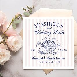 Guardanapo De Papel Bachelorette Retro Pink Seashells & Wedls