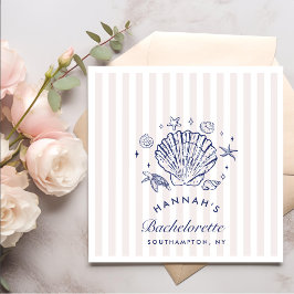 Guardanapo De Papel Bachelorette Retro Pink Seashells & Wedls